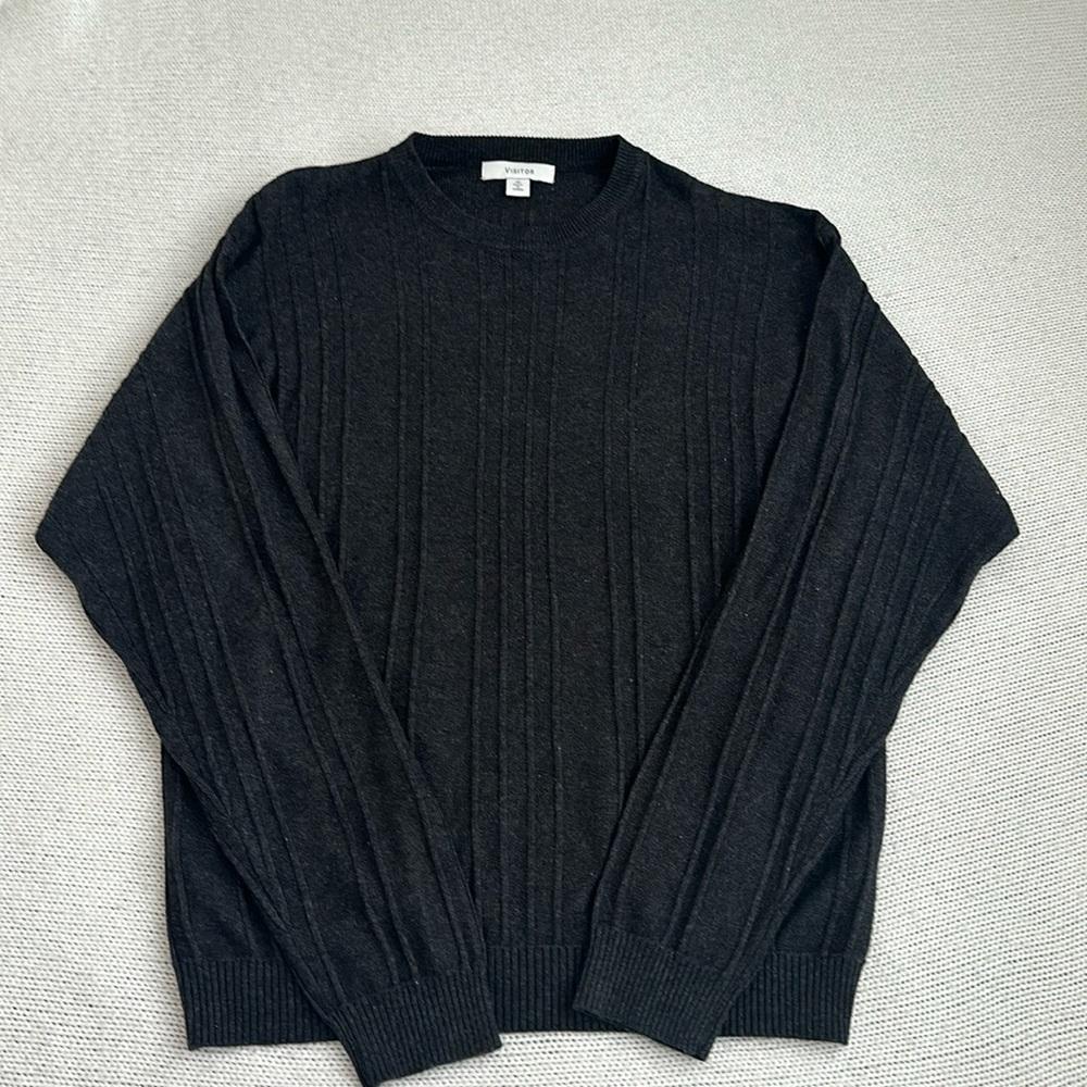Visitor Silk/Cashmere Crew Neck Sweater Dark Gray Size Medium